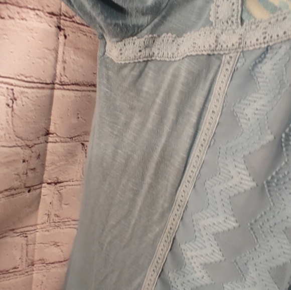 Meadow Rue Anthropologie Teal Sheer Textured Lightweight Blouse M - Picture 5 of 16